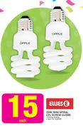 Ellies 20W Mini Spiral CFL Screw Globe-Each