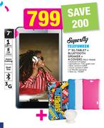 Superfly Telefunken 7" 3G Tablet + Bluetooth Speaker + 4 Covers TELC-73GIQ
