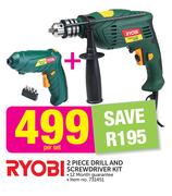 Ryobi 2 Piece Drill And Screwdriver Kit-Per Set