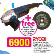 Ryobi 2200W Angle Grinder G-2200+ Free Super Flex Stone Or Steel Cutting Disc 230mm