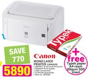 Canon Mono Laser Printer LBP6020+ Free Typek Paper A4 Ream 80gsm 500 Sheet