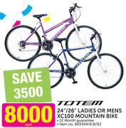 Totem 24"/26" Ladies Or Mens XC100 Mountain Bike-Each