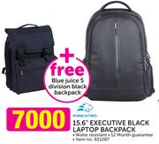 Kingsons 15.6" Executive Black Laptop Backpack+ Free Blue Juice 5 Division Black Backpack