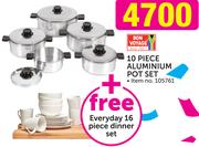 Bon Voyage 10 Piece Aluminium Pot Set+ Free Everyday 16 Piece Dinner Set