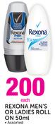 Rexona Men's Or Ladies Roll On Assorted-50ml Each