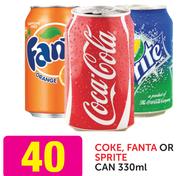 Coke, Fanta Or Sprite Can-330ml Each