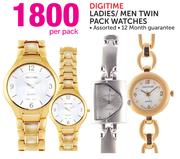 Digitime Ladies/Men Twin Pack Watches-Per Pack