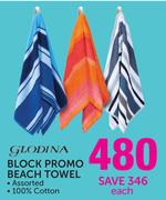 Glodina Block Promo Beach Towel-Each