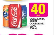Coke, fanta, Sprite Cold Drink Cans-330ml Each