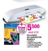 Fellowes A4 Laminator Bundle