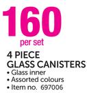 4 Piece Glass Canisters-Per Set