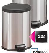 Mainstays 12Ltr Oval Stainless Steel Pedal Bin