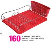 Chrome Dish Rack With Cutlery Holder