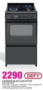 Defy 4 Burner Black Gas Stove DGS 168 SGG