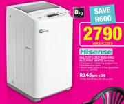 Hisense 8Kg Top Load Washing Machine White WTS802