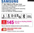 Samsung 7" 3G Tab 3 Lite SM-T116-On MyMeg 500MB Top Up