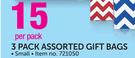 3 Pack Assorted Small Gift Bags-3 Per Pack