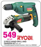 Ryobi 2 Piece Hand Drill and Grinder Kit DG-2K