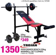 Trojan Performer Bench 20kg Barbell Set Combo