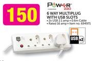 Power 6 Way Multiplug With USB Slots