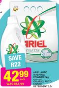 Ariel Auto Washing Powder 2Kg Assorted Or Ariel Auto Liquid Detergent 1.5Ltr-Each