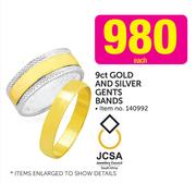 9ct Gold and Silver Gents Bands-Each