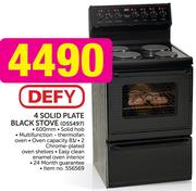 Defy 4 Solid Plate Black Stove DSS497