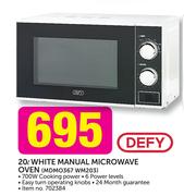 Defy 20Ltr White Manual Microwave Oven MDMO360 WM203