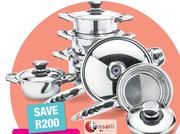 Tissolli 12 Piece Tango Stainless Steel Cookware Set