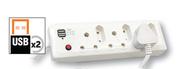Power 220 6 Way Multiplug With USB Slots