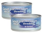 Great Value Shredded Tuna In Brine-170g Each