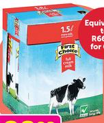 First Choice Full Cream, Low Fat Or Fat Free Long Life Milk-6x1.5L Per Pack