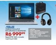 Asus Celeron W10H Laptop Plus Laptop Bag & Headphones