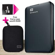 WD 2.5" 1TB Elements WDBUZG0010BBK+ Free Carry Case