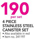 4 Piece Stainless Steel Canister Set-Per Set