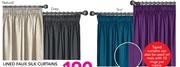 Always Home Lined Faux Silk Curtains 230x218Cm-Per Drop