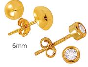 JCSA 9Ct Gold And Silver Earrings Bonded 6mm-Per Pair