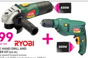 Ryobi 2 Piece Hand Drill and Grinder Kit DG-2K-Per Set