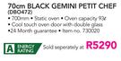 Defy 2 Piece 70cm Black Gemini Petit Chef DBO472