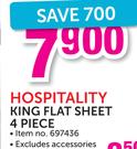 Hospitality 4 Piece King Flat Sheet