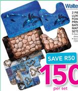 Waltex 2 Piece Luxury Foam Printed Bath Mat Sets-Per Set