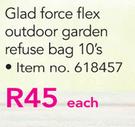  Big Jim Glad Force Flex Outdoor Garden Refuse Bag-10's
