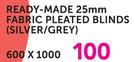 Decorland Ready-Made 25mm Fabric Pleated Blinds(Silver/Grey) 600x1000mm