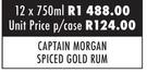 Captain Morgan Spiced Gold Rum-12 x 750ml