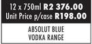 Absolut Blue Vodka Range-12 x 750ml