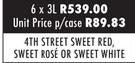 4th Street Sweet Red, Sweet Rose Or Sweet White-6 x 3L