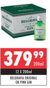 Belgravia Original Or Pink Gin-12 x 200ml