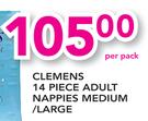 Clemens 14 Piece Adult Nappies Medium/Large-Per pack