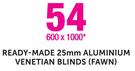 Decorland Ready-Made 25mm Aluminium Venetian Blinds Fawn 600x1000mm