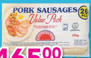 Value Pack Pork Sausages-1Kg